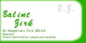 balint zirk business card